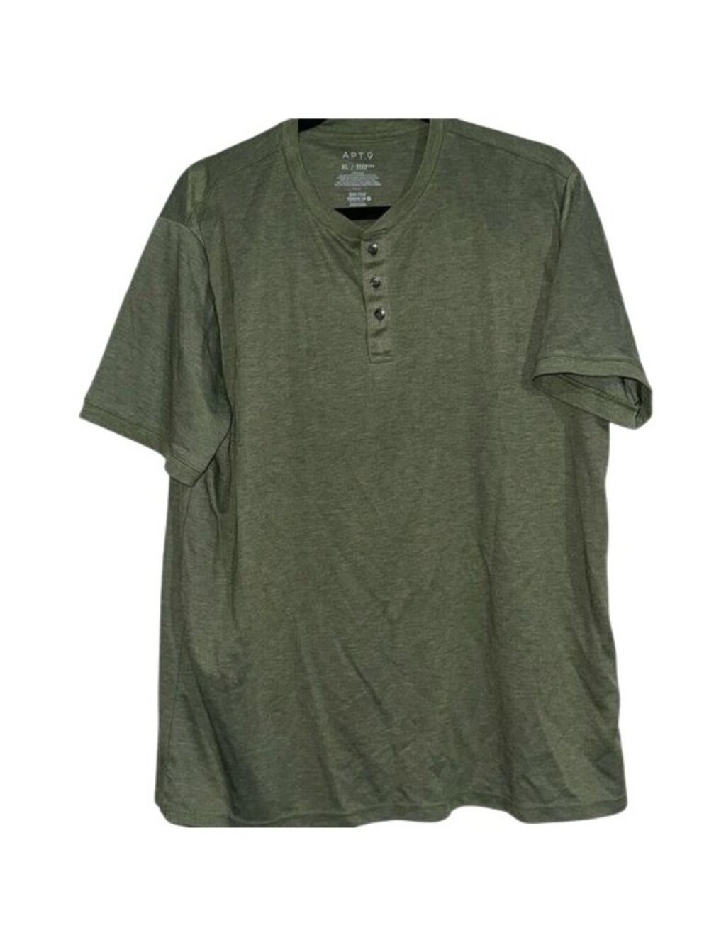Apt. 9 XL Premier Flex Henley Shirt Olive Green Mens T-Shirt Polyester & Rayon B